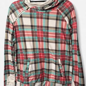 Small Red/Green/White Christmas Shades Plaid Hoodie